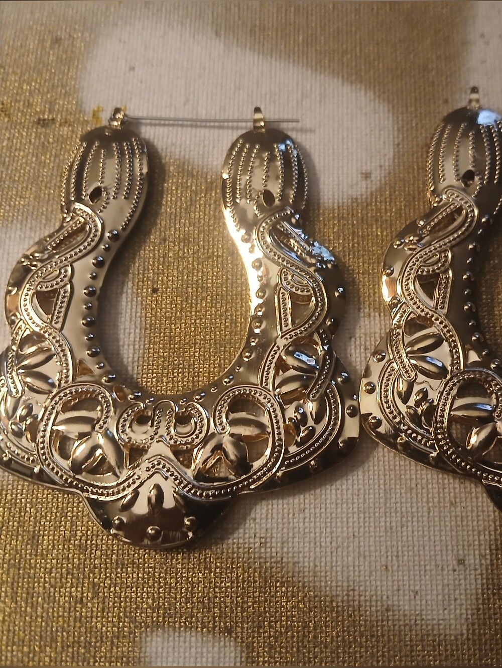 Gold Filigree Hoop Earrings - Women Jewelry